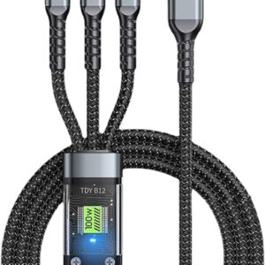 3 in 1 charging cable 100W fast charging with Type-C Lightning Micro USB connectors