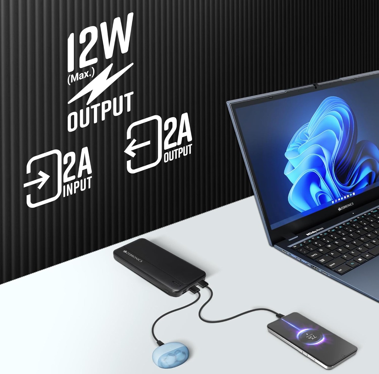 Zebronics MB10000S5 Power Bank - 10000mAh Dual USB | CK Cart - Image 4