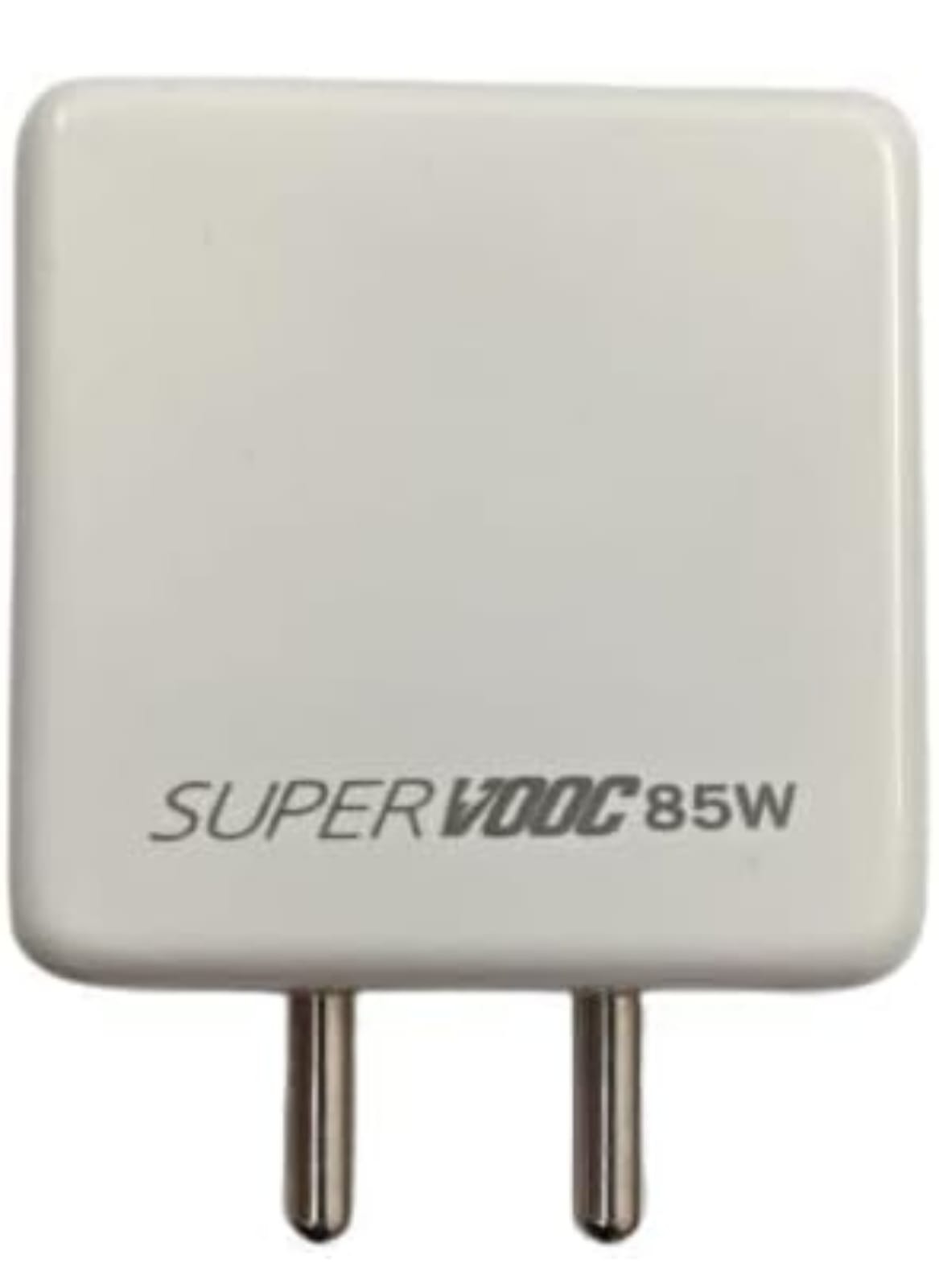 Close-up of the 85W SuperVOOC Fast Charger Set adapter with BIS certification mark.
