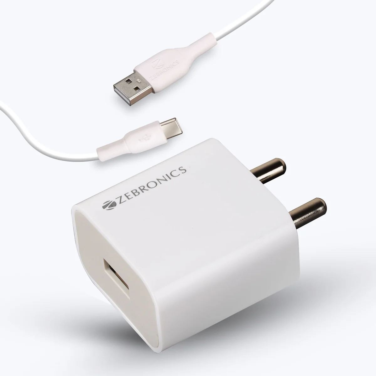 Zebronics MA203 Pro Charger 33W Fast Adapter with Type C Cable in White.